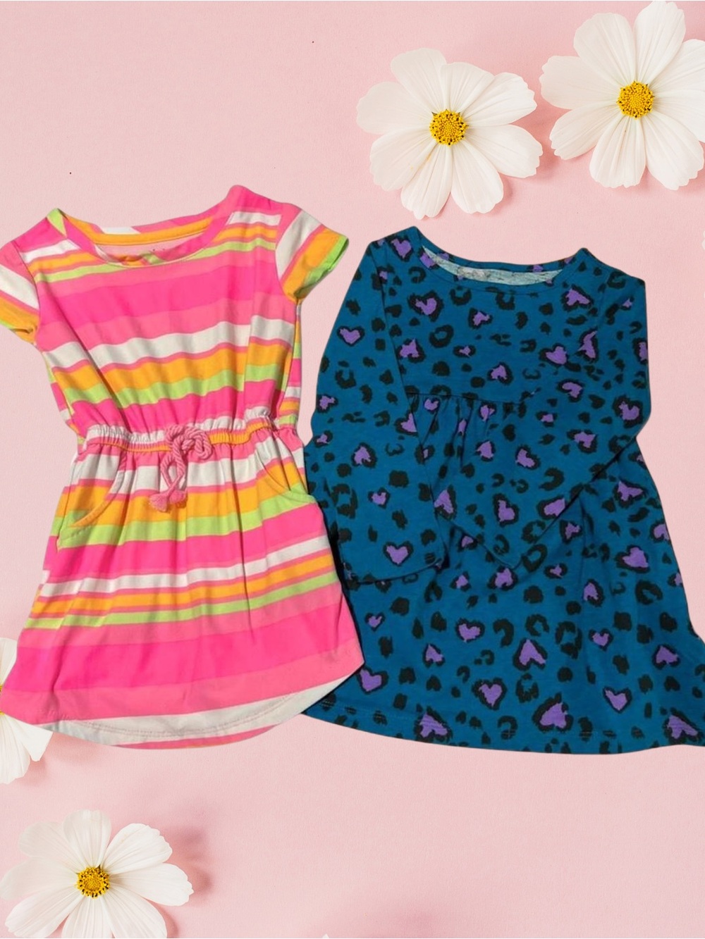 Toddler Girls Dresses 2T Lot of 2 Wonder Nation Animal Print Striped
